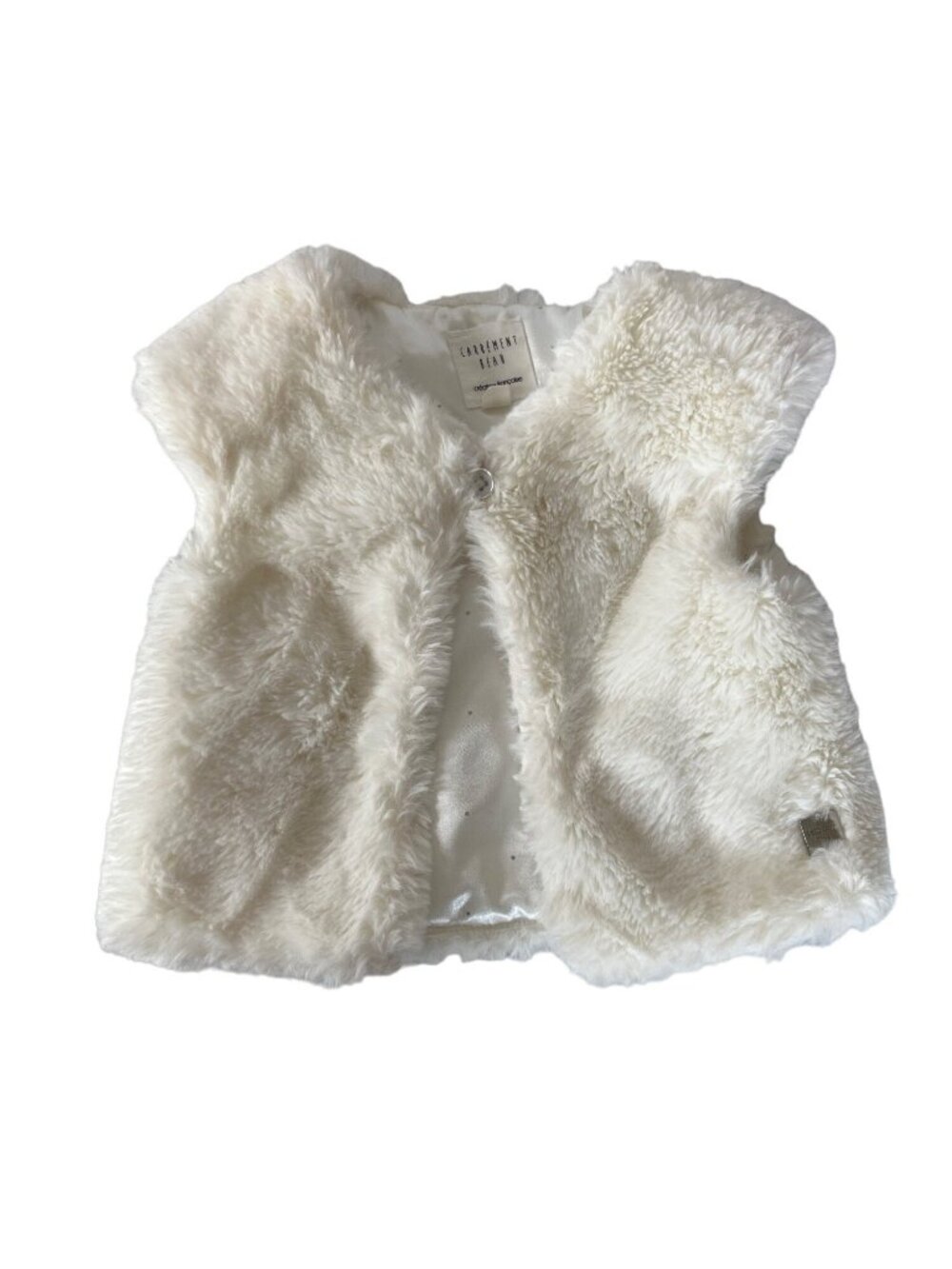Carrement Beau Fuzzy Shawl Overcoat Baby 6 Months White Vest